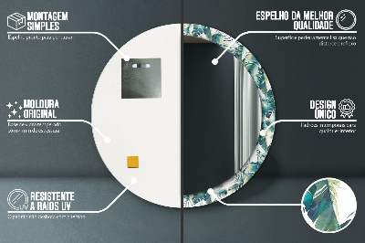 Espelho decorativo redondo Folhas