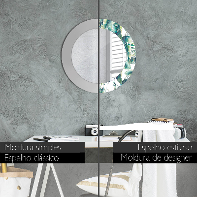 Espelho decorativo redondo Folhas