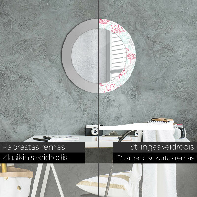 Espelho redondo decorativo Flores