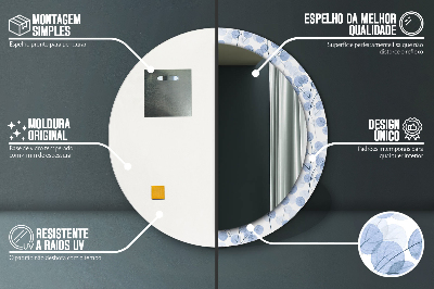 Espelho decorativo redondo Ramos e folhas