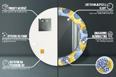 Espelho redondo decorativo Flores azuis