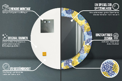 Espelho redondo decorativo Flores azuis