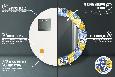 Espelho redondo decorativo Flores azuis