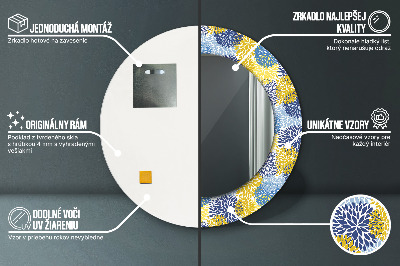 Espelho redondo decorativo Flores azuis