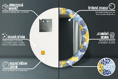 Espelho redondo decorativo Flores azuis