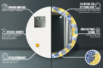 Espelho redondo decorativo Flores azuis