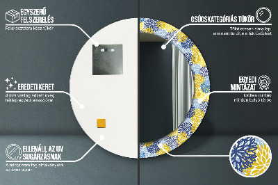 Espelho redondo decorativo Flores azuis