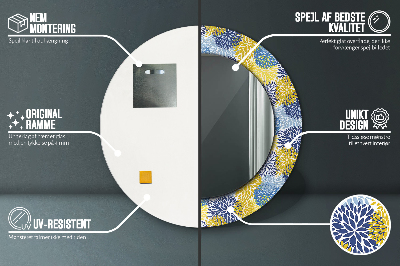 Espelho redondo decorativo Flores azuis