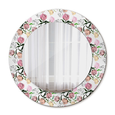 Espelho redondo decorativo Botões de peônia