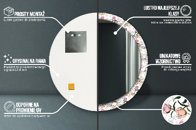 Espelho redondo decorativo Botões de peônia