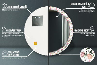 Espelho redondo decorativo Botões de peônia