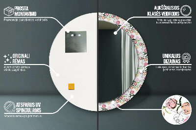 Espelho redondo decorativo Botões de peônia