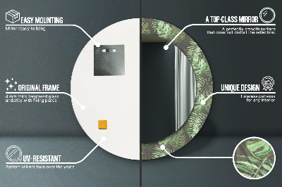 Espelho decorativo redondo Folhas tropicais