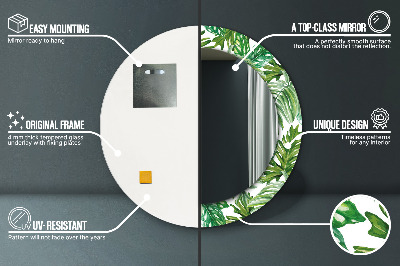 Espelho decorativo redondo Folhas da selva