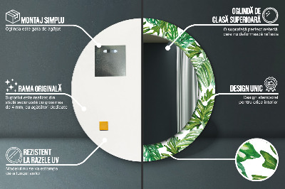 Espelho decorativo redondo Folhas da selva