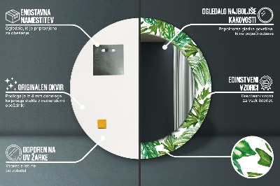 Espelho decorativo redondo Folhas da selva