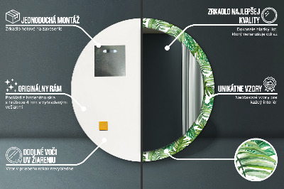 Espelho decorativo redondo Folhas da selva