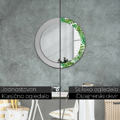 Espelho decorativo redondo Folhas da selva