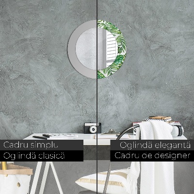 Espelho decorativo redondo Folhas da selva