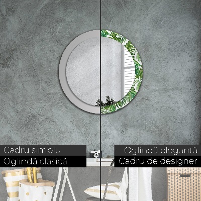Espelho decorativo redondo Folhas da selva