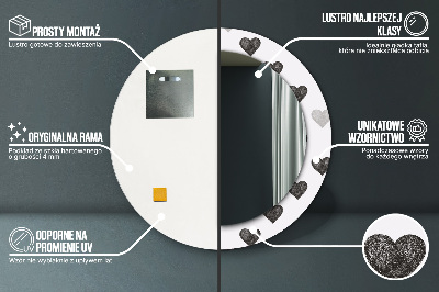 Espelho decorativo redondo Corações abstratos