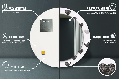 Espelho decorativo redondo Corações abstratos