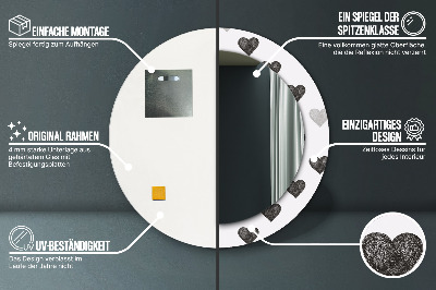 Espelho decorativo redondo Corações abstratos