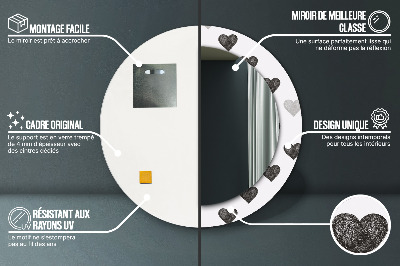 Espelho decorativo redondo Corações abstratos