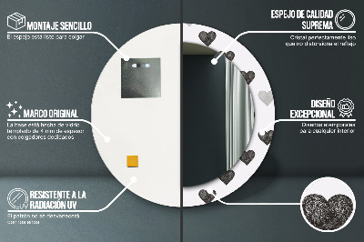 Espelho decorativo redondo Corações abstratos