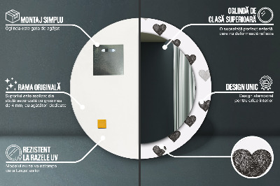 Espelho decorativo redondo Corações abstratos