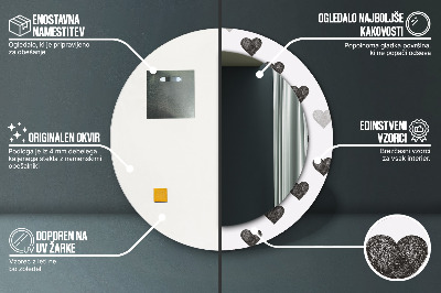 Espelho decorativo redondo Corações abstratos