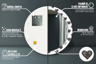 Espelho decorativo redondo Corações abstratos