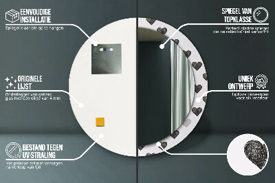 Espelho decorativo redondo Corações abstratos