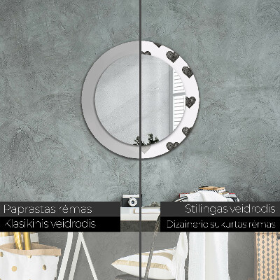 Espelho decorativo redondo Corações abstratos