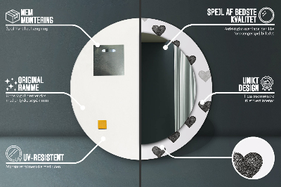 Espelho decorativo redondo Corações abstratos