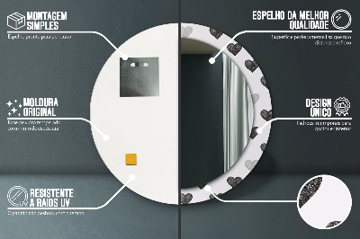 Espelho decorativo redondo Corações abstratos