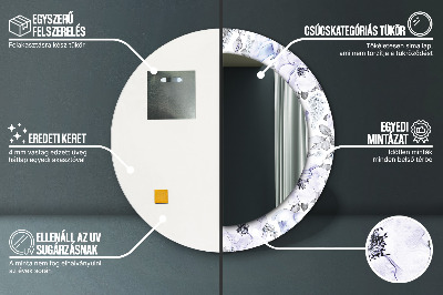 Espelho decorativo redondo Rosas azuis