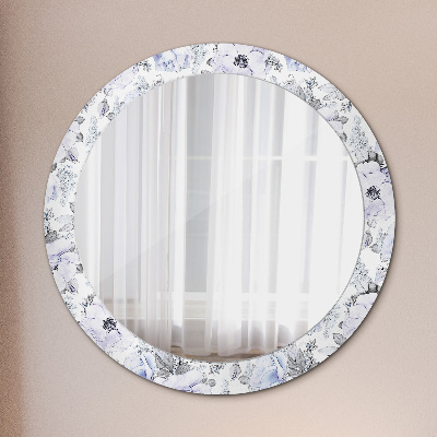 Espelho decorativo redondo Rosas azuis