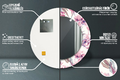 Espelho redondo decorativo Flores de peônia