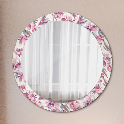 Espelho redondo decorativo Flores de peônia