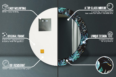 Espelho redondo decorativo Folhas exóticas