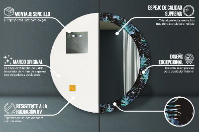 Espelho redondo decorativo Folhas exóticas