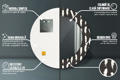 Espelho decorativo redondo penas