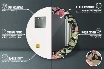 Espelho decorativo redondo Flores de hibisco