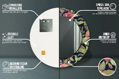 Espelho decorativo redondo Flores de hibisco