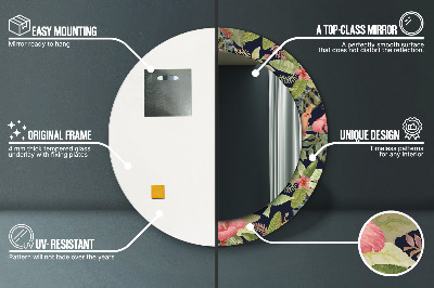 Espelho decorativo redondo Flores de hibisco