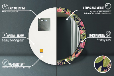 Espelho decorativo redondo Flores de hibisco