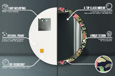 Espelho decorativo redondo Flores de hibisco