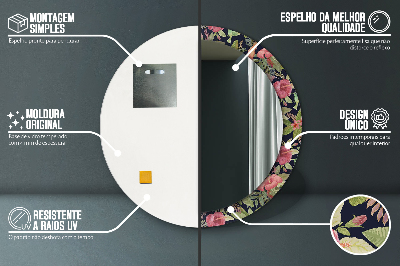 Espelho decorativo redondo Flores de hibisco