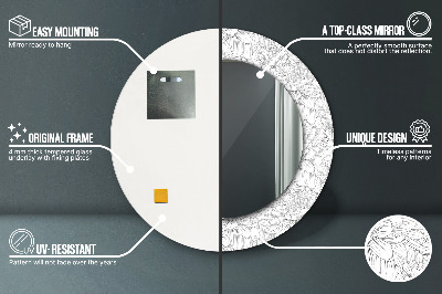 Espelho decorativo redondo Flores de lótus